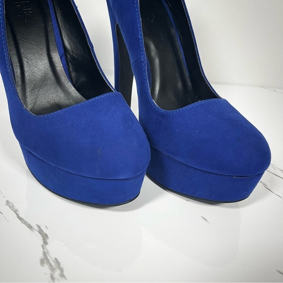 CHARLOTTE RUSSE Blue Platform Pump Women’s Microfiber Heels Size 8 - Picture 12 of 14